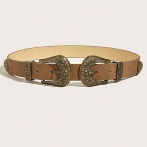 Brown Western Belt with Dual Buckles